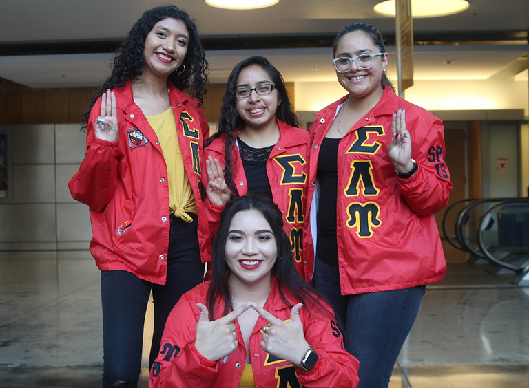 Yoriana Gallegos poses with her sorority sisters.