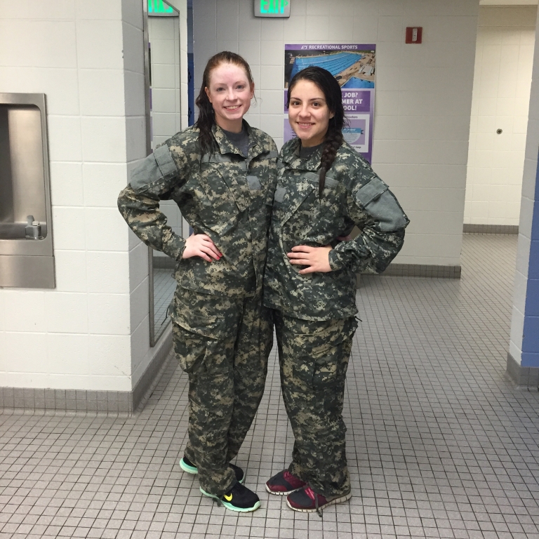 Jerah Bowen and Alyia Sones during the Combat Water Survival Test.