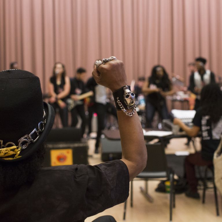 Bootsy Collins cheers on student musicians