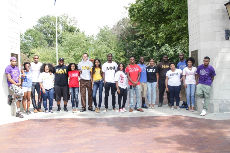 Representatives from the nine historically black fraternities and sororities on the IU campus.