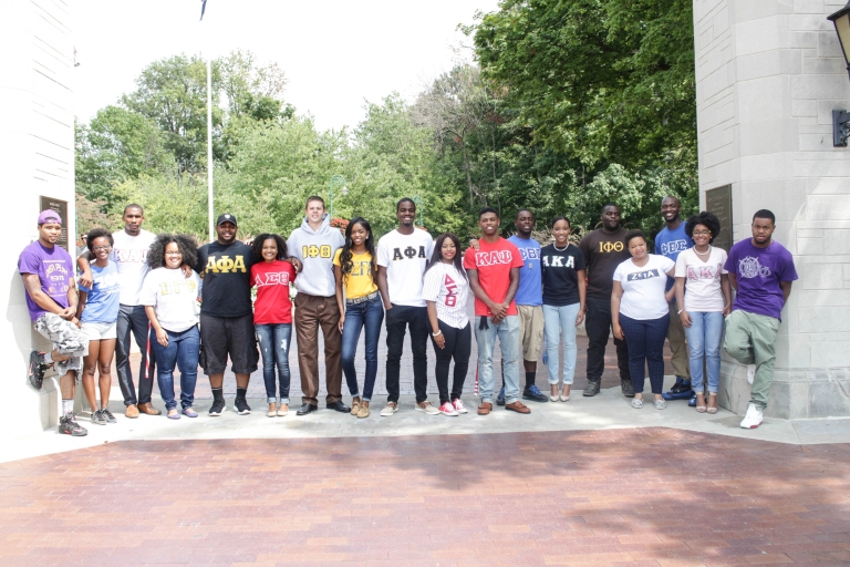 Representatives from the nine historically black fraternities and sororities at IU Bloomington.