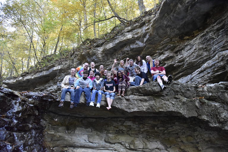 Global Village students on a language hike at McCormick's Creek State Park.