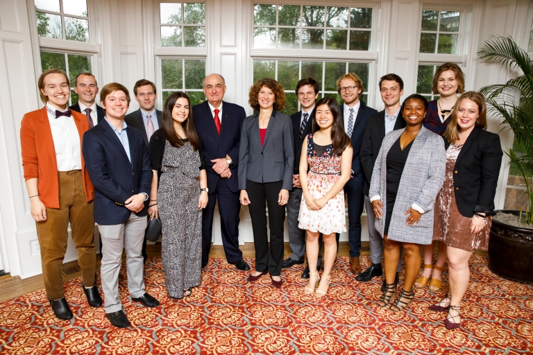 IU President Michael A. McRobbie with the 2016-17 Board of Aeons.
