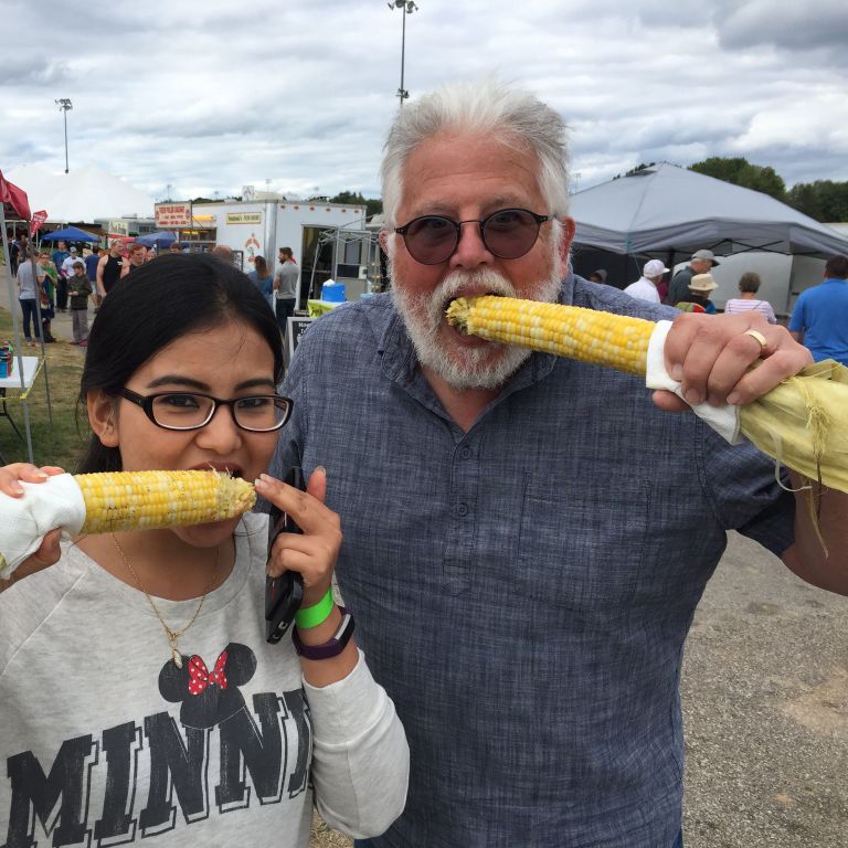 Rob Shakespeare and a student at the Monroe County fair. 