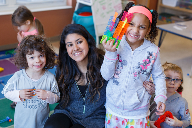 Fabiha Islam with some of her students