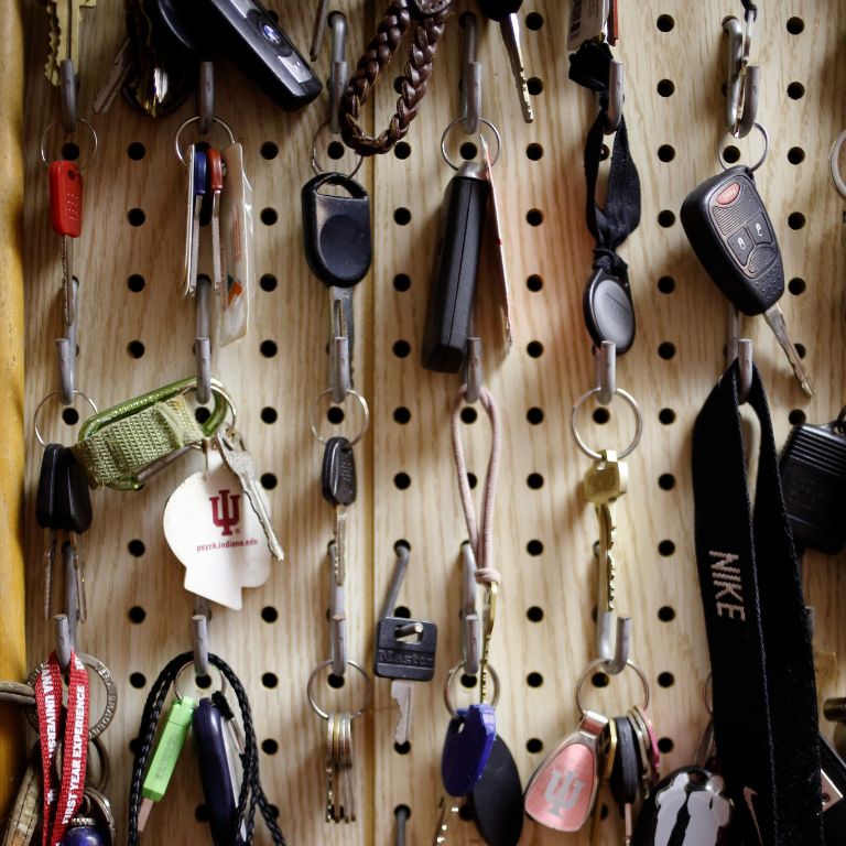 Keys on a peg board