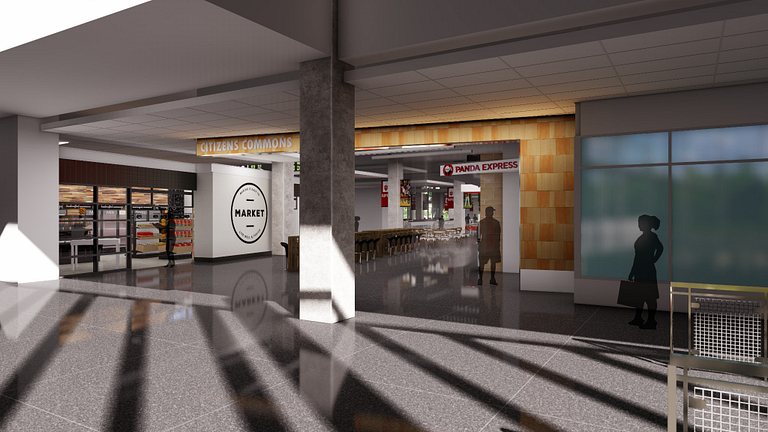 A rendering of the food court's new entrance