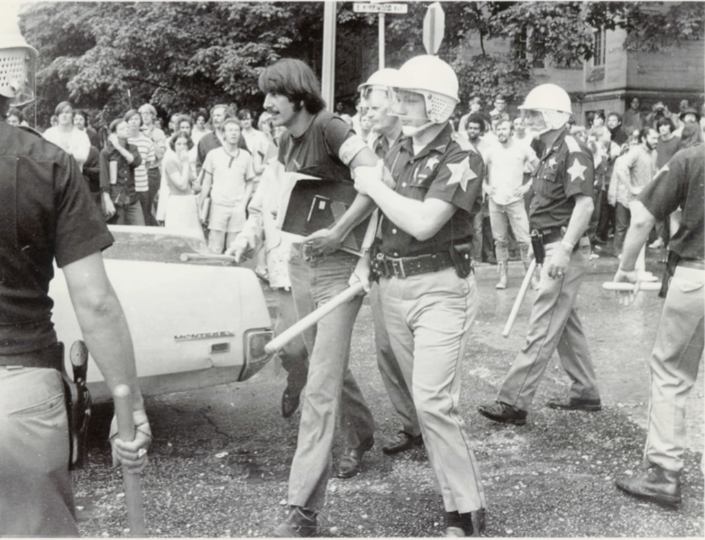 Greg Hess being arrested on campus in 1970