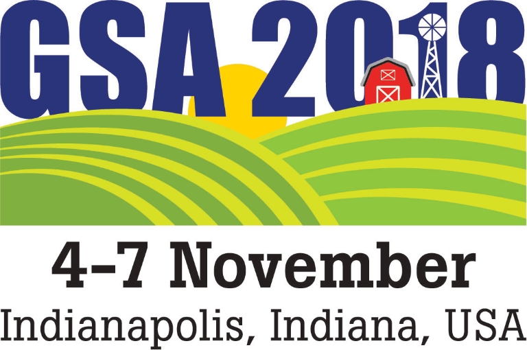 A graphic that reads 'GSA 2018, 4 through 7 November, Indianapolis, Indiana, USA'