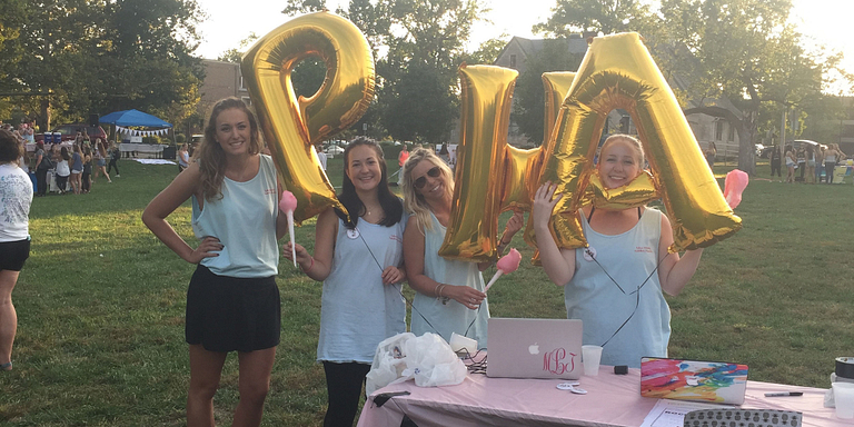 Members of IU's Panhellenic Association host a fundraising event. 