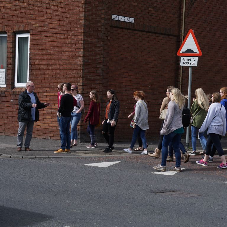 Students take a tour in Belfast