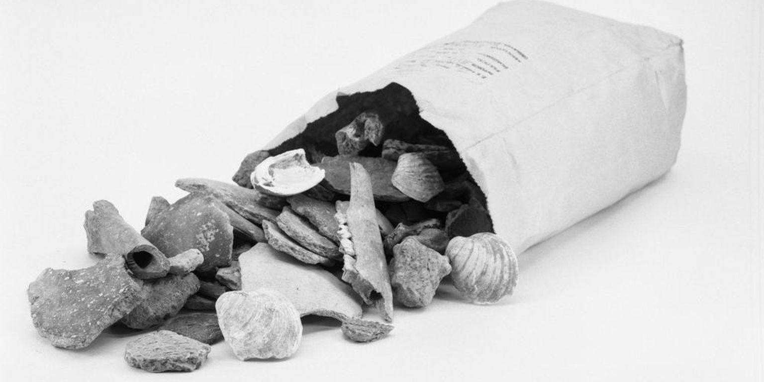 Artifacts found at Angel Mounds in a bag