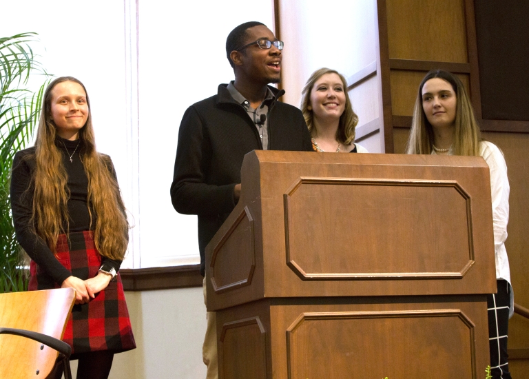 Members of U Bring Change 2 Mind at Franklin Hall. 