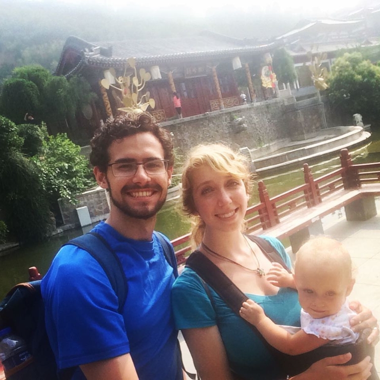 Jake Whiteside, and his wife and toddler, visit traditional sites in China.