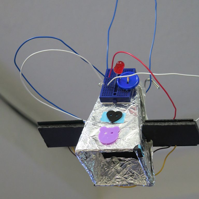 A satellite model made by middle school students