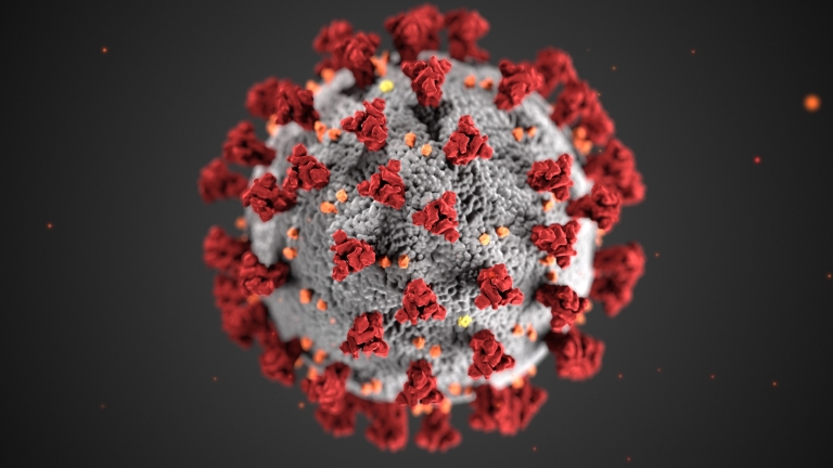 An artistic rendering of the COVID-19 virus