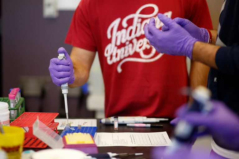 Student working in a chemistry lab