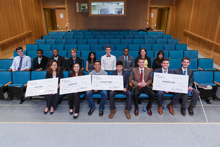 All of the students who participated in the JagStart competition sit in an auditorium.