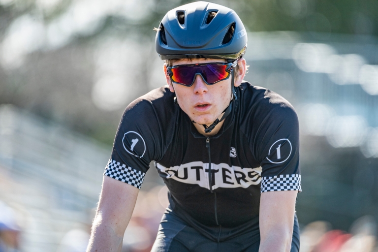 A rider prepares to ride in qualifications for the Little 500.