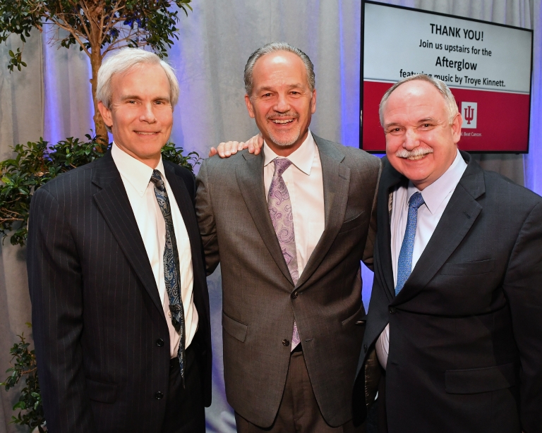 Pete Ward, Chuck Pagano and Dr. Pat Loehrer pose.