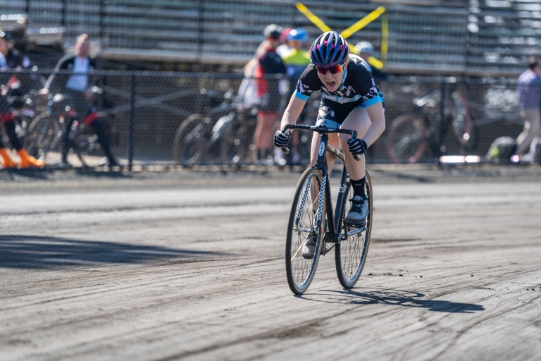 A rider goes around the track during Little 500 qualifications