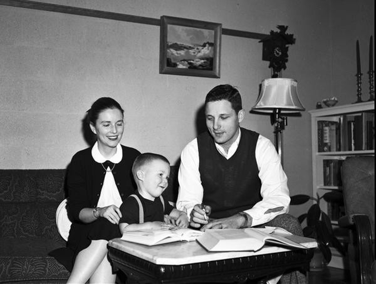 Birch Bayh sits with his family
