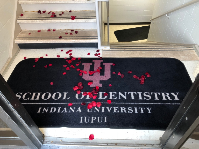 A floor mat in the Dentistry building