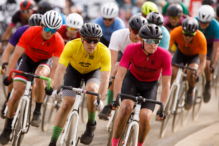 A pack of riders on the track during the 2022 men's Little 500.