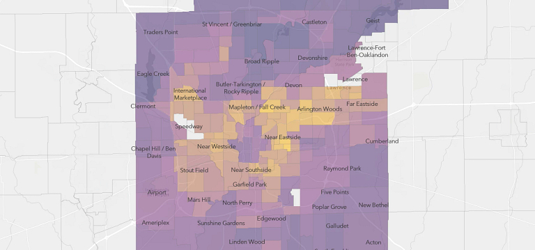 Indianapolis map of COVID-19 neighborhood risk