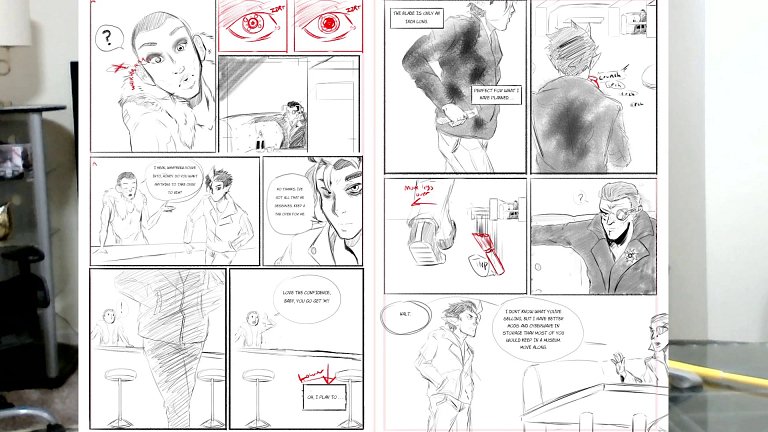 A story board for a comic series