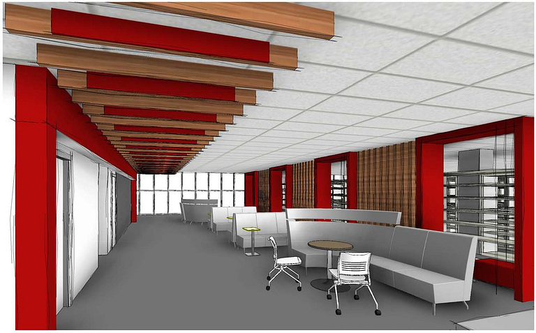 An artist's rendering of library renovations.