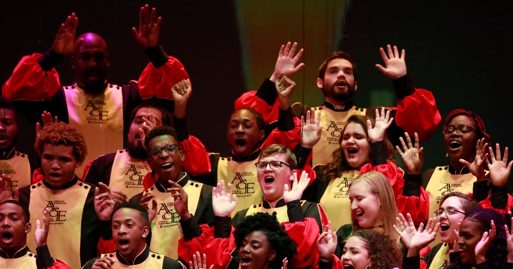 Members of the African American Choral Ensemble perform during the 2018 Potpourri of the Arts