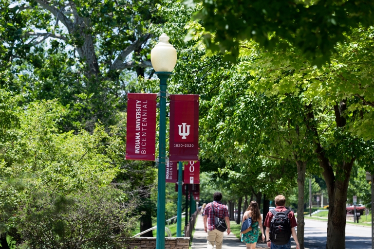 Bicentennial banners on the Bloomington campus