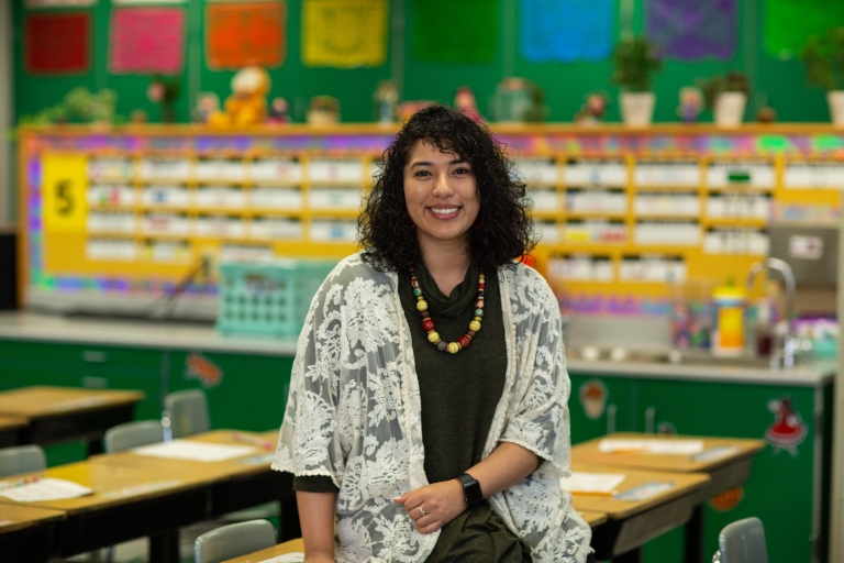 Jocelyn Aquilar in the classroom.