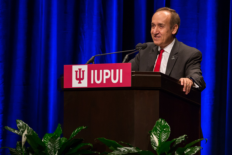 Chancellor Nasser Paydar gives his State of the Campus address on Tuesday, Nov. 7.