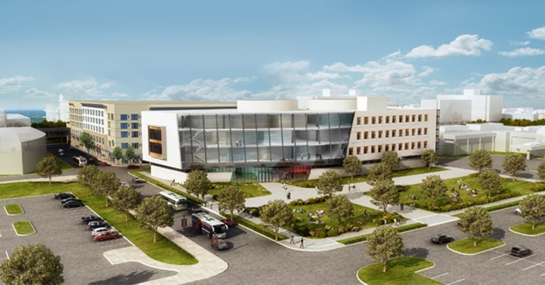Artist's rendering of the Stone Family Center for Health Sciences in Evansville