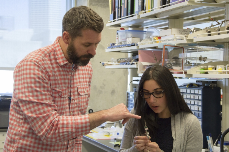 Christopher Lapish and Sarine Janetsian, former graduate student, in the Lapish lab.