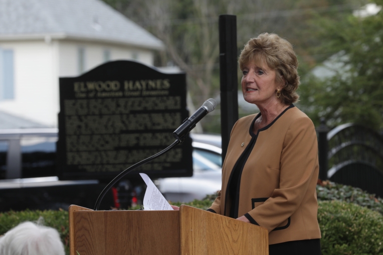 IU Kokomo chancellor Susan Sciame-Giesecke dedicates a new historical marker