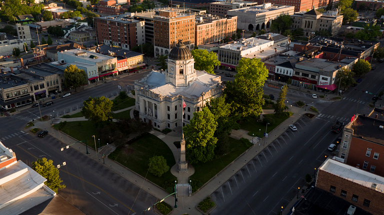 The courthouse square in Bloomington