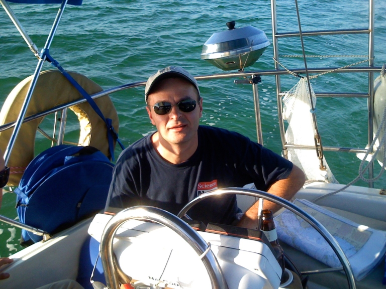 Dan Tracey on his boat.