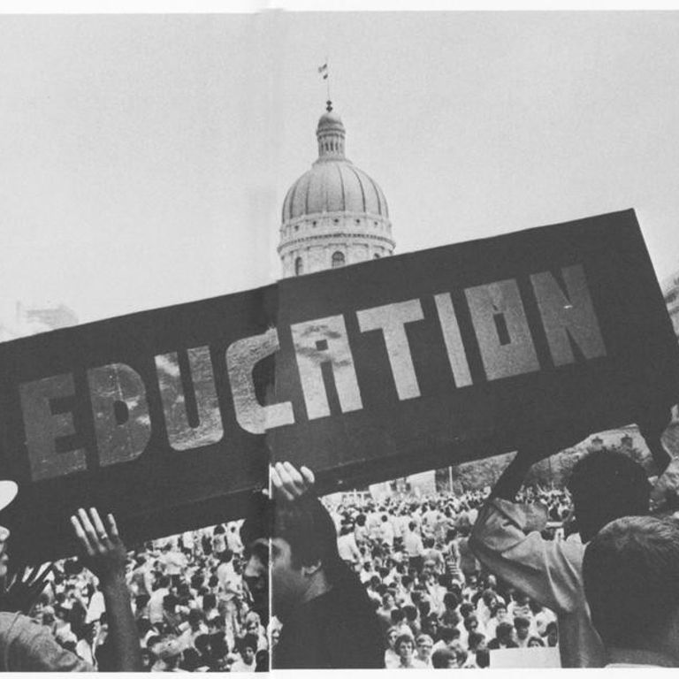 Students protest in Indianapolis in 1970