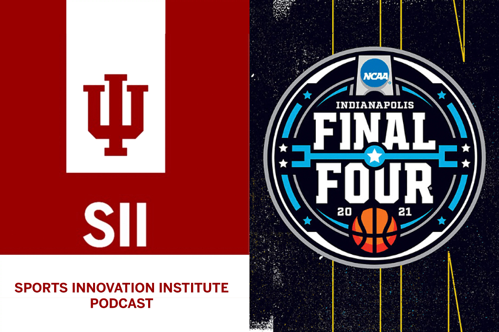 sports innovation institute podcast logo and NCAA final four logo