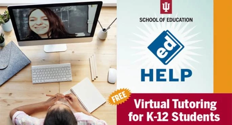 graphic promoting free virtual tutoring for students in kindergarten through high school