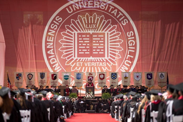 President Michael McRobbie presiding over IU Bloomington's 2016 undergraduate commencement ceremony