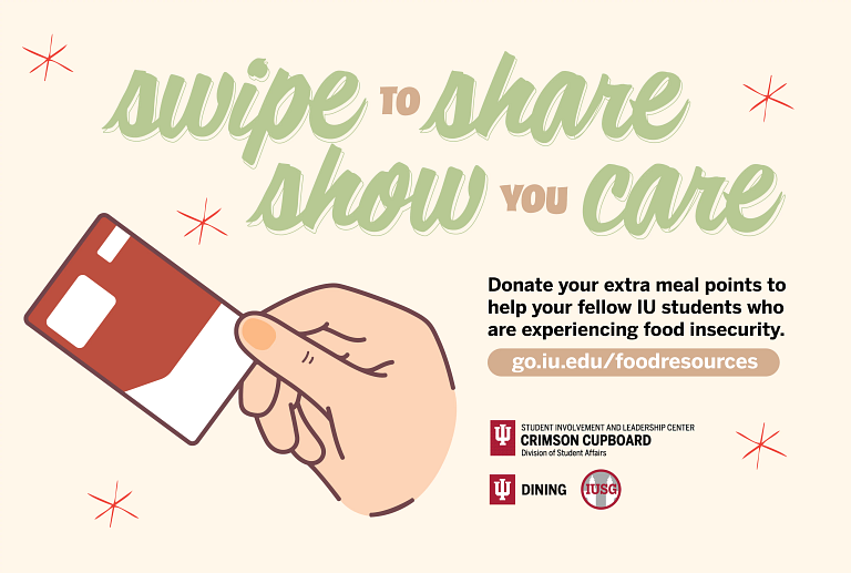 A graphic explains how students can donate meal points