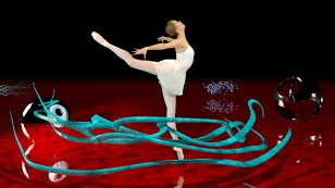 Ballerina with 3D ribbons