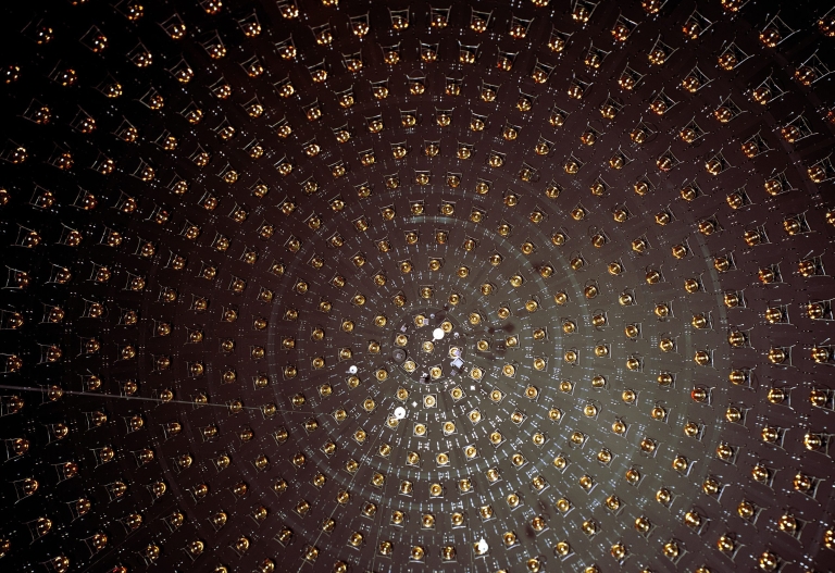 The interior of the MiniBooNE neutrino detector at FermiLab