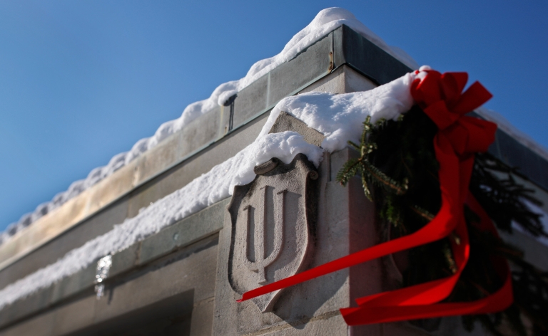 IU limestone with a red bow