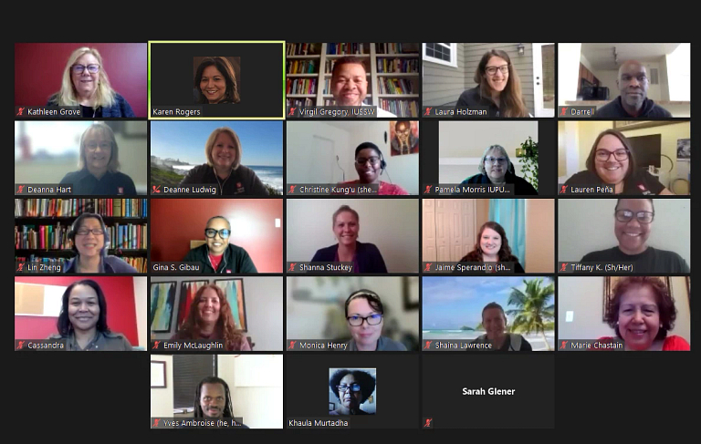 a screenshot of a zoom call with 23 different people