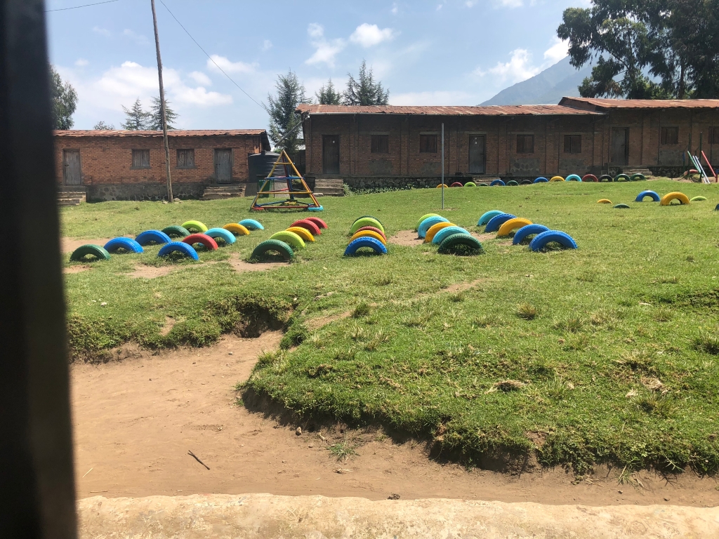 View of Kabwende Primary School playground from classroom